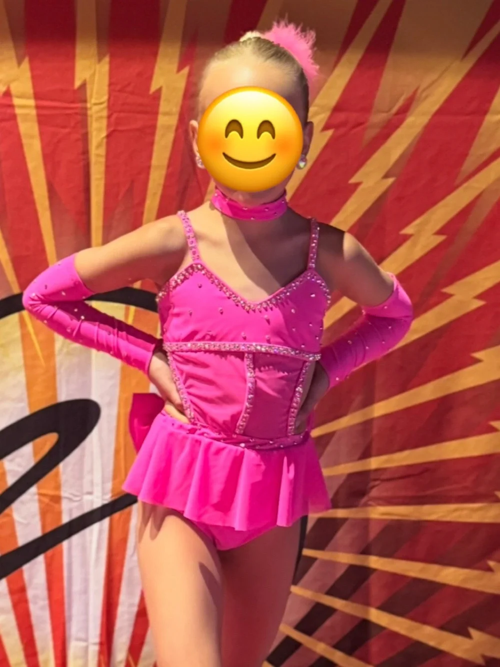 Hot Pink Embellished One-Piece Dance Leotard